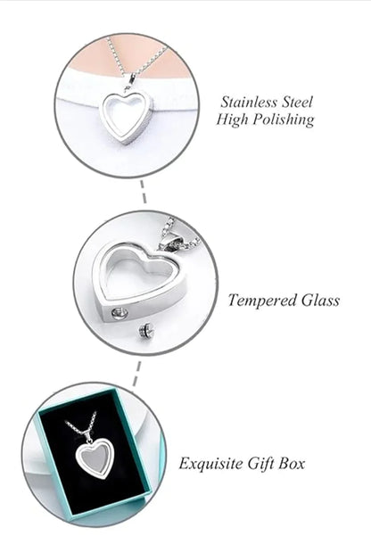 Heartfelt Stainless Steel neckless Remembrance - Heart-Shaped Cremation Pendant